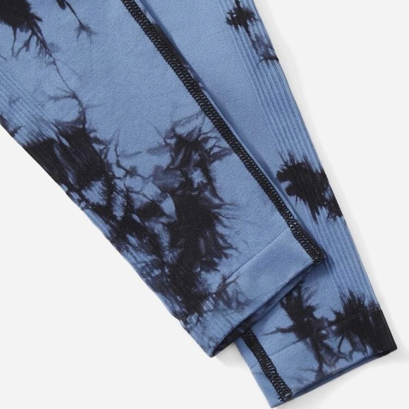 Trendy Seamless Tie Dye Top-stitching Wideband Waist Sports Leggings *NEW* - Picture 4 of 5